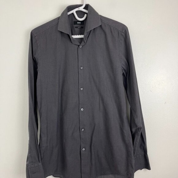 Hugo Boss Men's Slim Fit Charcoal Grey Dress Shirt - Picture 2 of 8